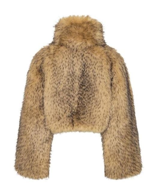 ROTATE BIRGER CHRISTENSEN Natural Cropped Faux Fur Coat