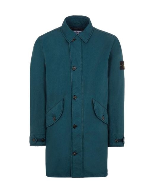 Stone Island Blue Logo-Patch Short Parka for men