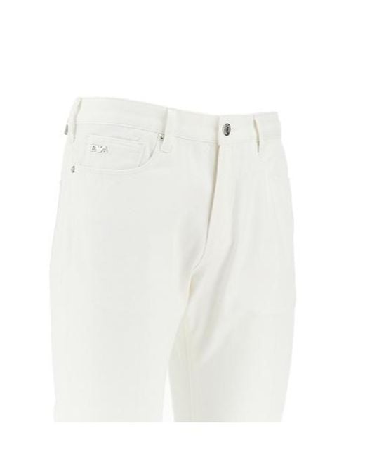Emporio Armani White Casual Pants With Belt Loops for men