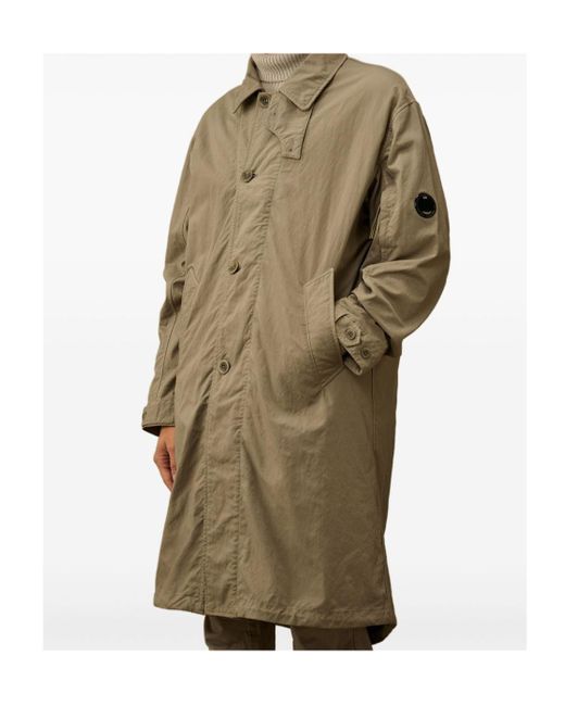 C P Company Green Quilted-Lined Buttoned Coat for men