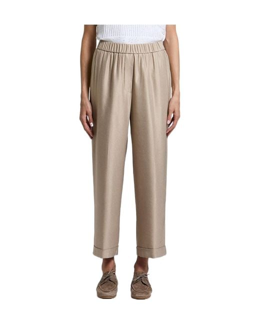 Peserico Natural Elasticated-Waist Turn-Up Trousers