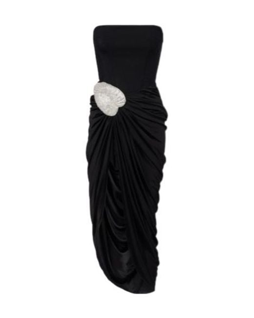 david koma corset dress Embellished Draped Wool-Blend in Black Wrap Me Up Fancy burgundy maxi dress on styling Waist Size:53 - 63 cm