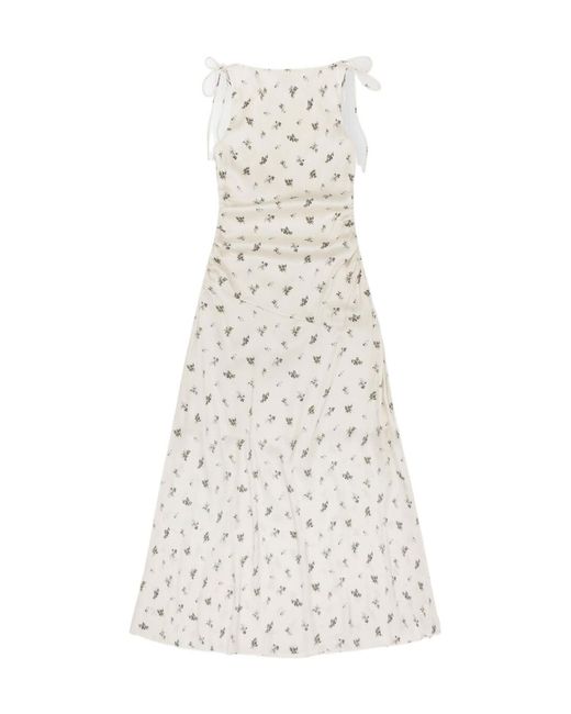 Ganni White Maxi Ruched Dress