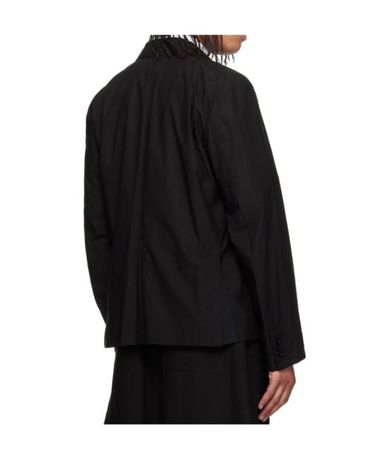 Sacai Black Layered Lapel Blazer for men