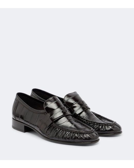 The Row Black Soft Leather Loafers