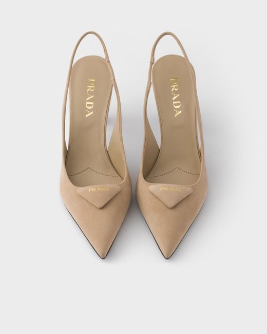 Prada White Suede Slingback Pumps