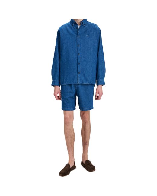 A.P.C. Blue Logo Denim Shirt for men