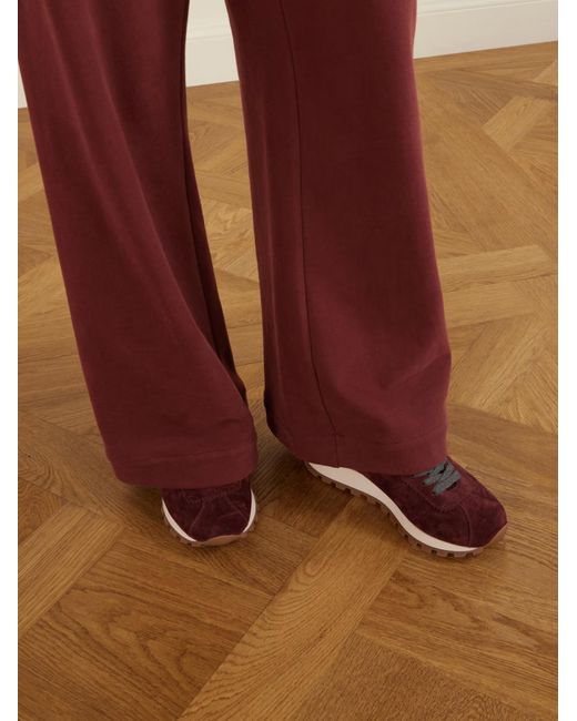 Brunello Cucinelli Purple Suede Runners With Shiny Tab