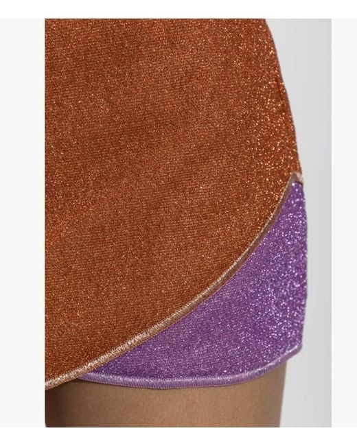 Oseree Brown Lumière Double Asymmetrical Mini Skirt