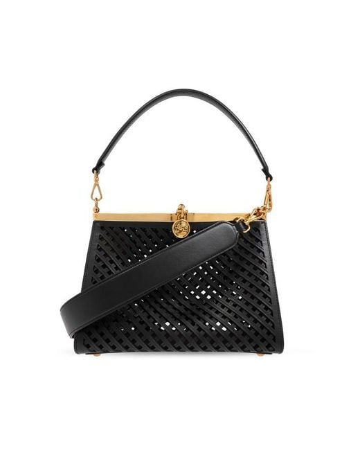 Etro Black Perforated Leather Shoulder Bag