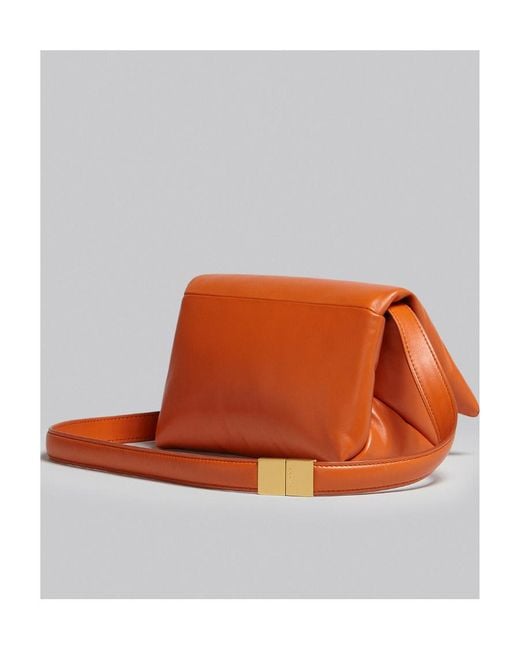 Marni Orange Padded Foldover Top Crossbody Bag
