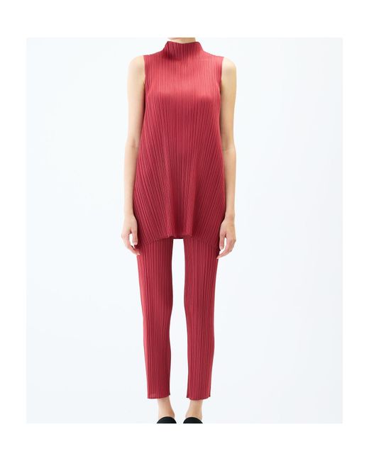 Pleats Please Issey Miyake Red Pleats Please Issey Miyake Pleated Tunic Top