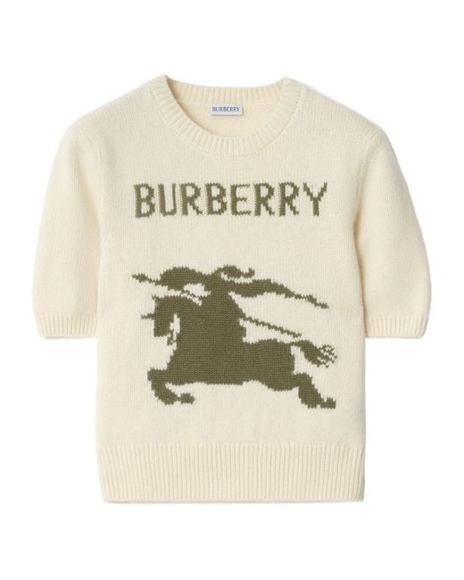 Burberry Natural Wool-Cashmere Short-Sleeve Sweater