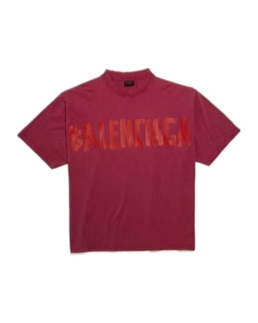 Balenciaga Tape Type Medium Fit T-Shirt in Red for Men | Lyst