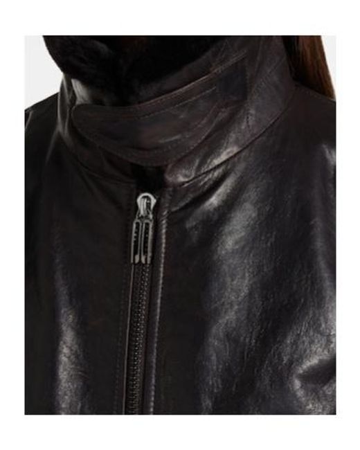 Victoria Beckham Black Shearling-Trimmed Leather Jacket