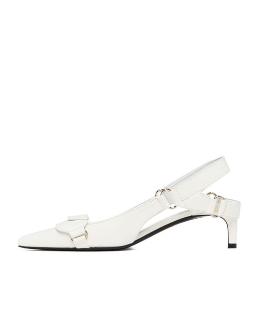 Courreges White 60Mm Pointed-Toe Leather Pumps