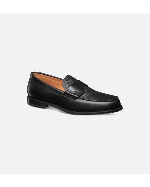Dior Black Homme Logo Embossed Loafers for men