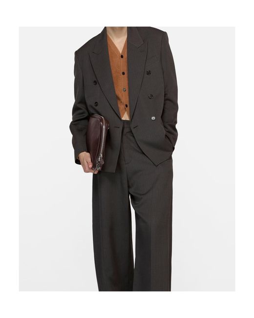 Acne Gray Double-Breasted Suit Jacket for men