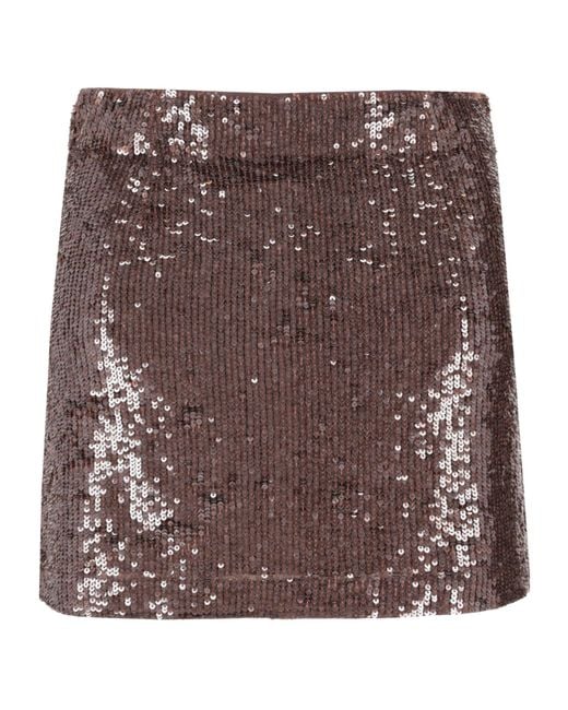 P.A.R.O.S.H. Brown Sequin Skirt