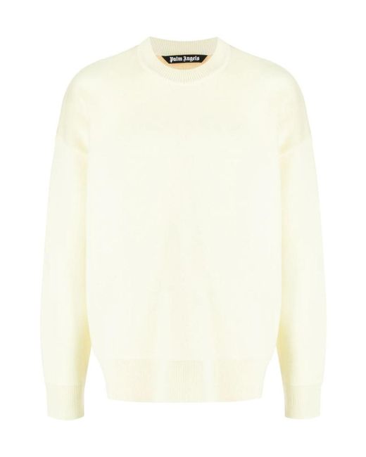 Palm Angels White Palm Intarsia Crewneck Sweater for men