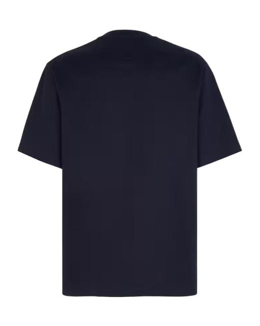 Fendi Blue Monogrammed Pocket Crewneck T-Shirt for men