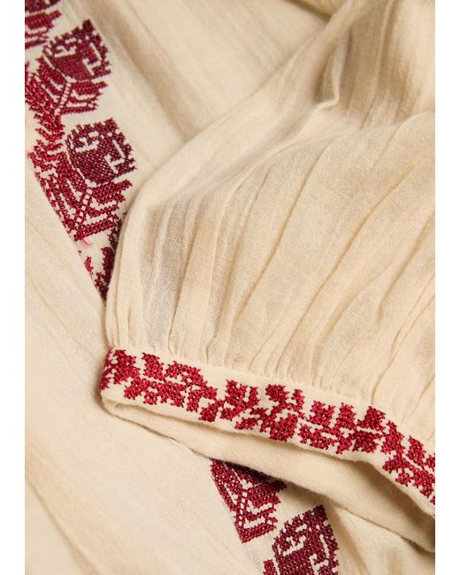Isabel Marant Natural Embroidered Cotton Top