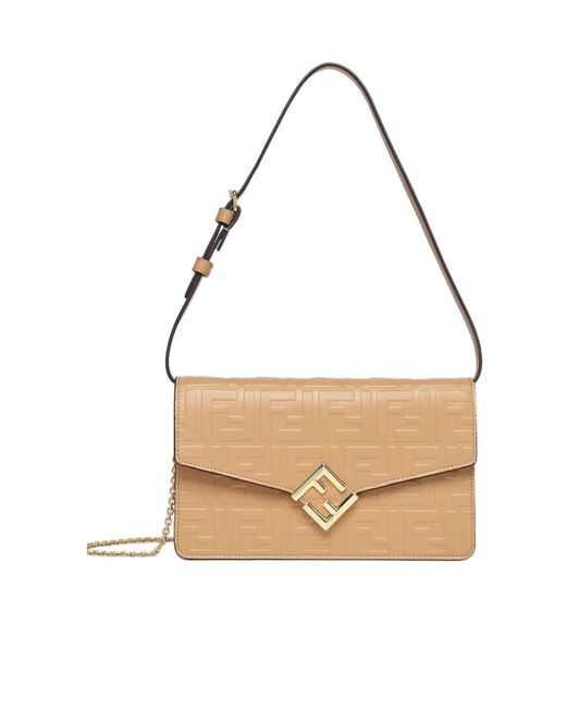 Fendi Metallic Logo Plaque Chain Linked Wallet