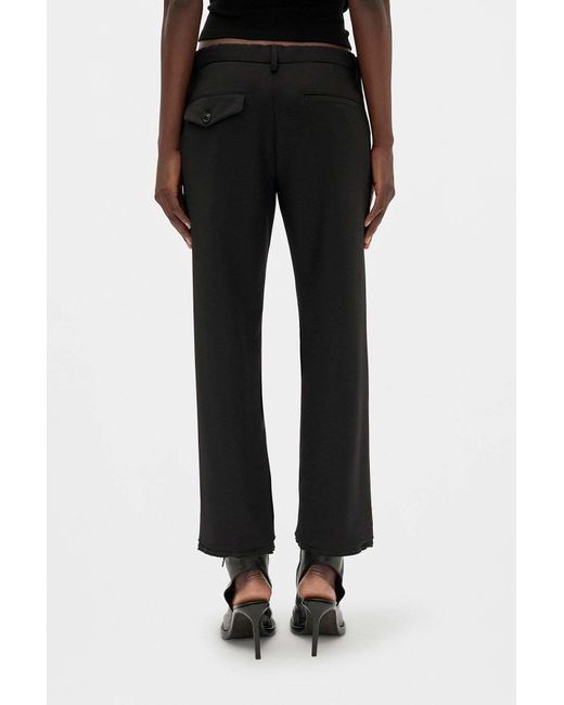 Ann Demeulemeester Black Drawstring Wool Straight Trousers