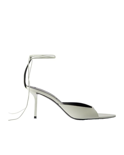 Victoria Beckham White Eliza Lace-Up Heeled Sandals