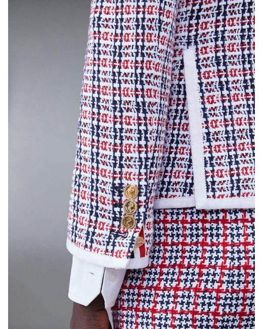 Thom Browne Purple Check-Pattern Buttoned Tweed Jacket