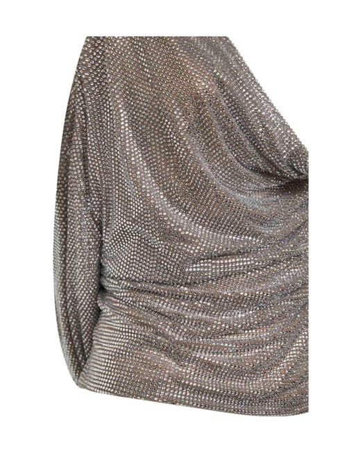 GIUSEPPE DI MORABITO Gray Draped Crystal Top