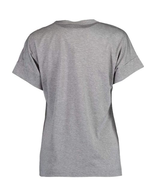 Brunello Cucinelli Gray T-Shirt With Embroidered Detail