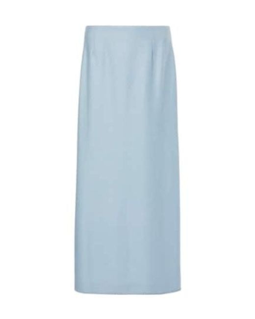 Gabriela Hearst Blue Defina Silk And Wool Midi Skirt