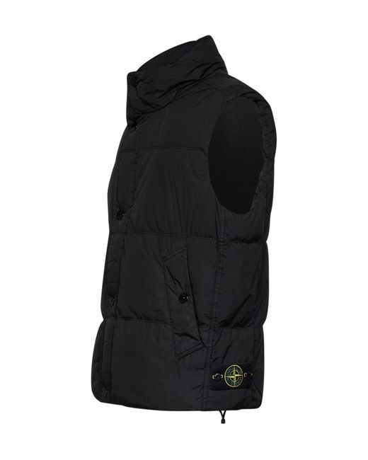 Stone Island Black Quilted Logo-Patch Gilet for men