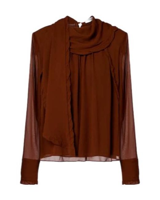 Dorothee Schumacher Brown Sheer Twist Georgette Blouse