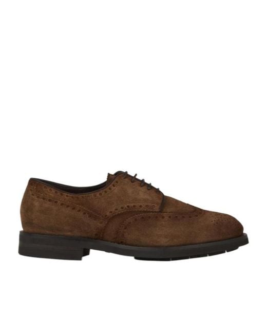 Santoni Brown Emil Almond Toe Loafers for men