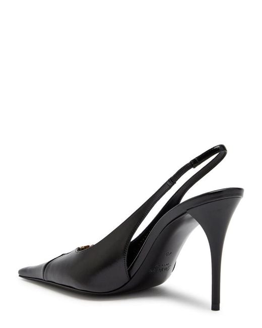 Saint Laurent Black Babylone 90 Leather Slingback Pumps