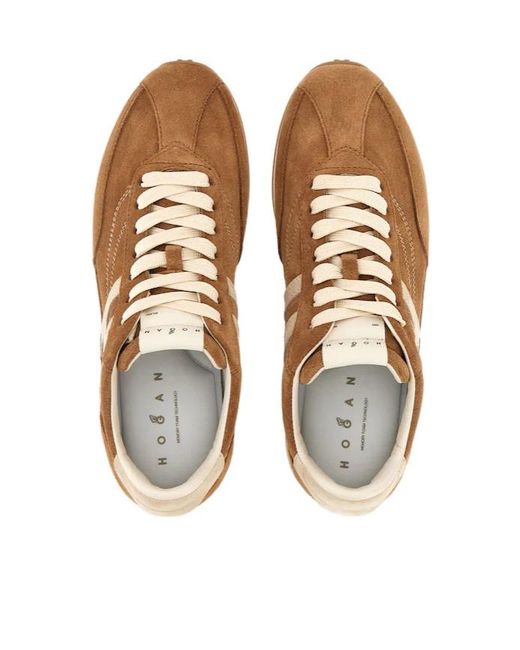 Hogan Brown Logo-Patch Sneakers