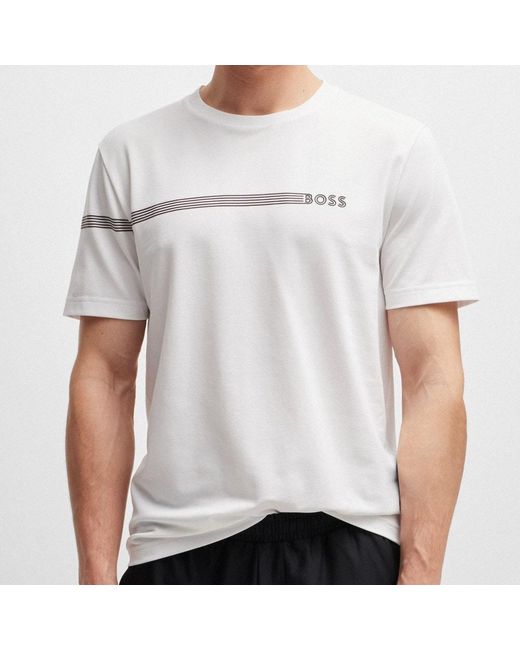 Boss White Boss Logo Printed Crewneck T-Shirt for men