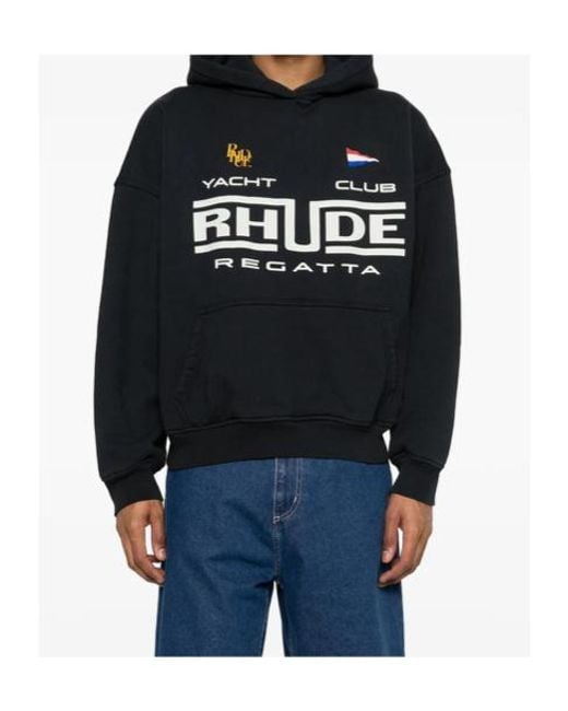 Rhude Black Regatta Yacht Club Hoodie for men