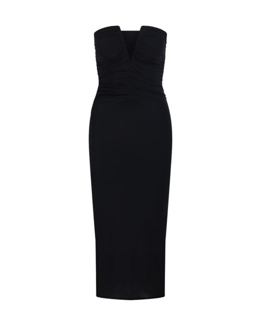 Amazuìn Black Natalie Ruched Strapless Dress