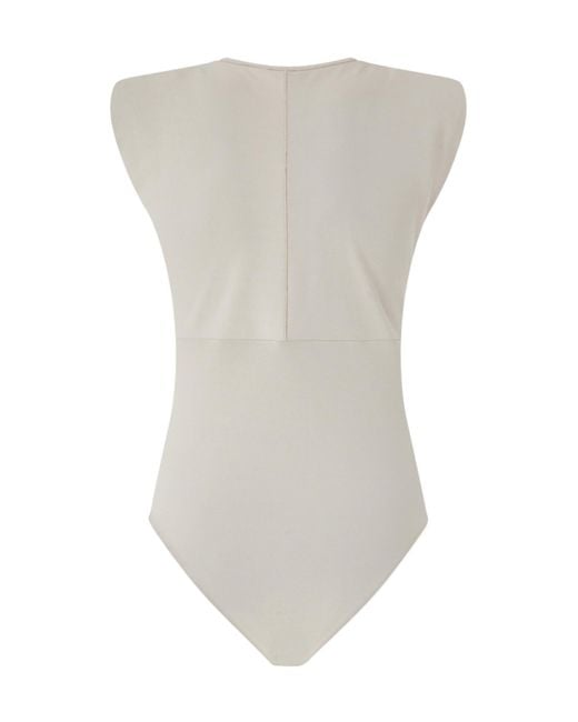 Pinko Gray Keyhole-Neck Bodysuit
