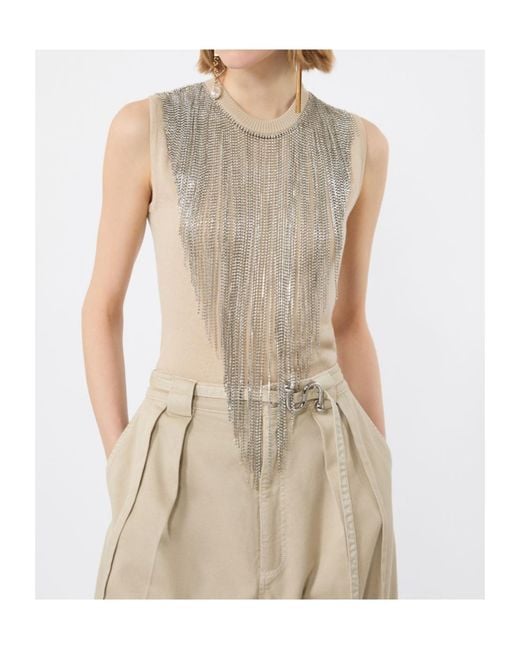 Sportmax Natural Fringed Crystal-Embellished Top