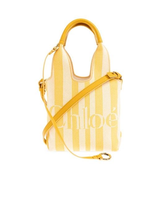 Chloé Yellow Chloé Mini Striped Tote Bag