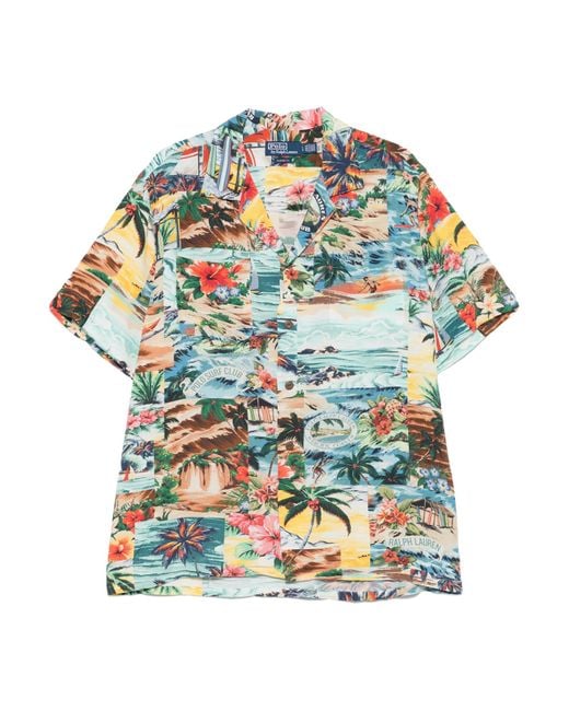 Polo Ralph Lauren Gray Light Short-Sleeved Shirt With Tropical Print for men