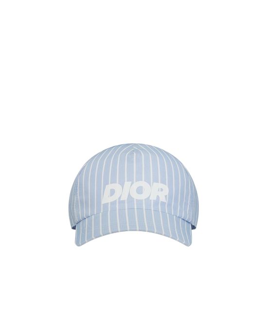 Dior Blue Homme Logo Printed Striped Baseball Cap for men