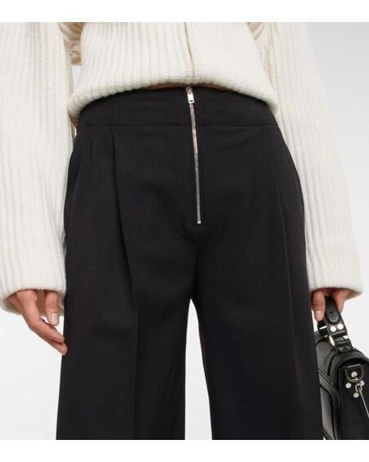 Proenza Schouler Black High-Rise Wide-Leg Wool-Blend Pants