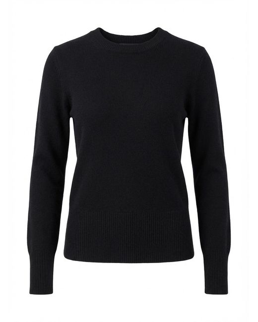 Soft Goat Black Ribbed-Trim Sweater