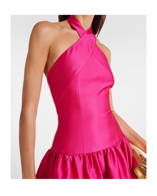Roland Mouret Pink Halterneck Taffeta Midi Dress