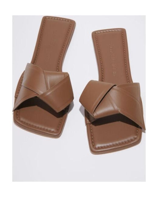 Acne Brown Bow-Detailing Leather Slides